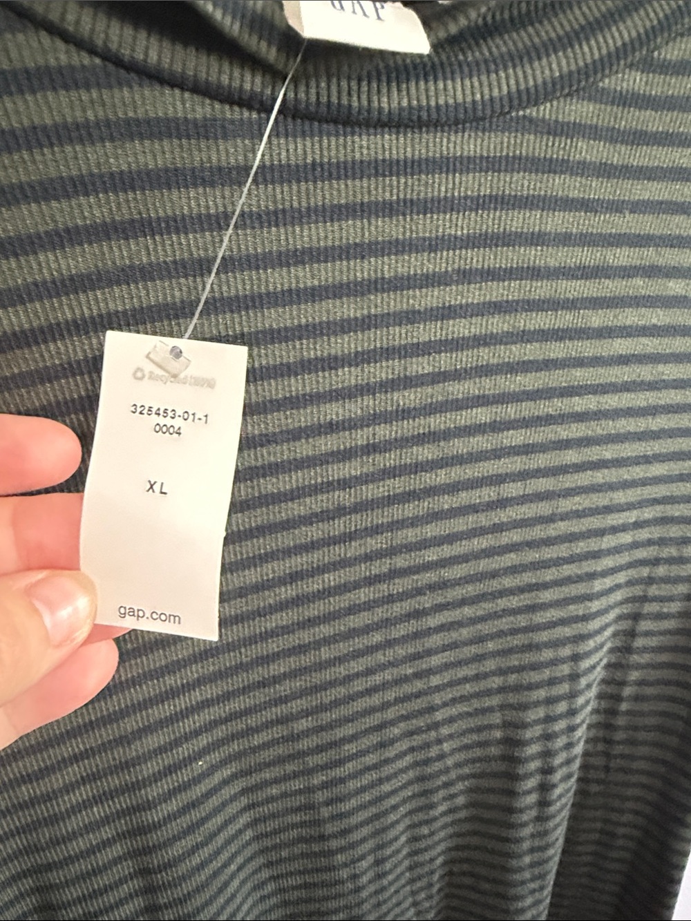 GAP Olive Green and Navy Striped Mock Neck Tank Top - Picture 4 of 6
